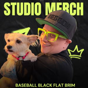 Woman wearing baseball hat holding dog